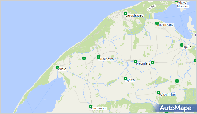 mapa Rusinowo gmina Postomino, Rusinowo gmina Postomino na mapie Targeo