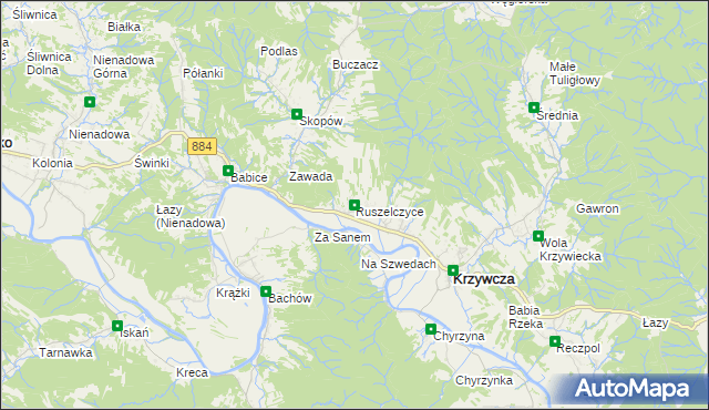 mapa Ruszelczyce, Ruszelczyce na mapie Targeo