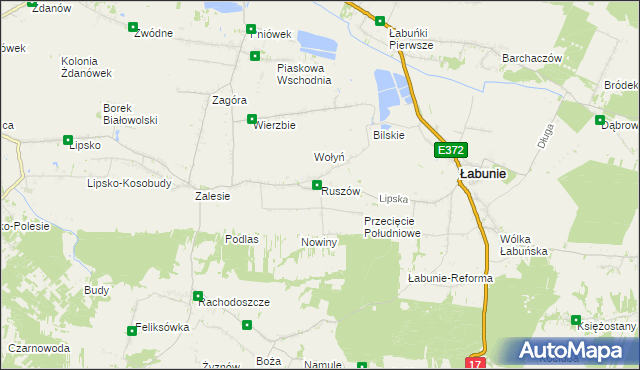 mapa Ruszów gmina Łabunie, Ruszów gmina Łabunie na mapie Targeo