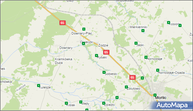 mapa Rybaki gmina Mońki, Rybaki gmina Mońki na mapie Targeo