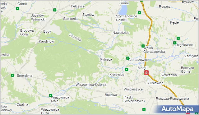 mapa Rybnica gmina Klimontów, Rybnica gmina Klimontów na mapie Targeo