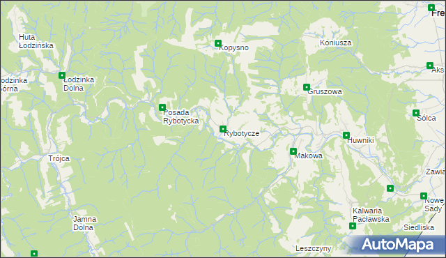 mapa Rybotycze, Rybotycze na mapie Targeo