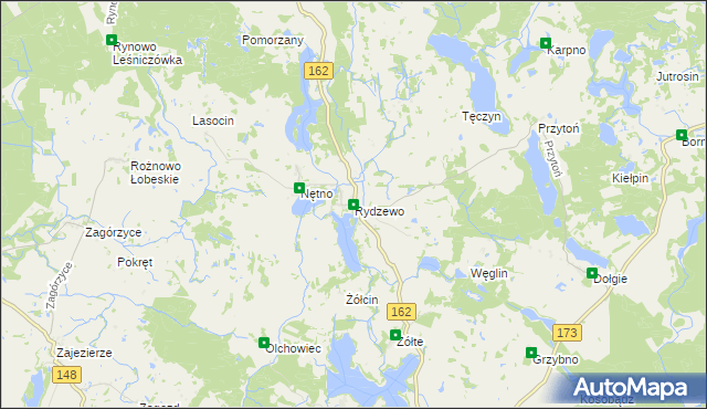 mapa Rydzewo gmina Drawsko Pomorskie, Rydzewo gmina Drawsko Pomorskie na mapie Targeo