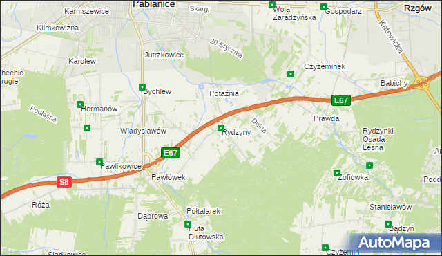 mapa Rydzyny, Rydzyny na mapie Targeo