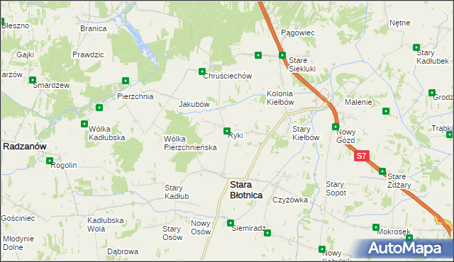 mapa Ryki gmina Stara Błotnica, Ryki gmina Stara Błotnica na mapie Targeo