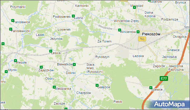 mapa Rykoszyn, Rykoszyn na mapie Targeo