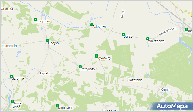 mapa Rywociny gmina Działdowo, Rywociny gmina Działdowo na mapie Targeo