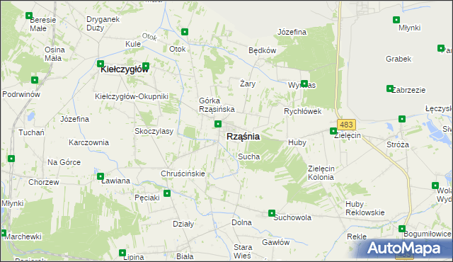 mapa Rząśnia, Rząśnia na mapie Targeo