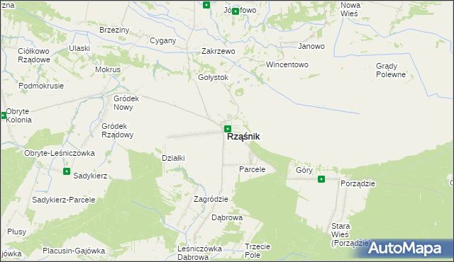 mapa Rząśnik powiat wyszkowski, Rząśnik powiat wyszkowski na mapie Targeo