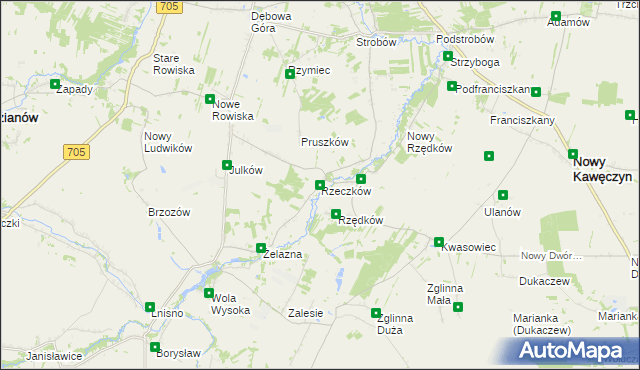 mapa Rzeczków gmina Skierniewice, Rzeczków gmina Skierniewice na mapie Targeo