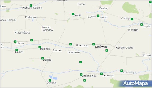 mapa Rzeczyca gmina Ulhówek, Rzeczyca gmina Ulhówek na mapie Targeo