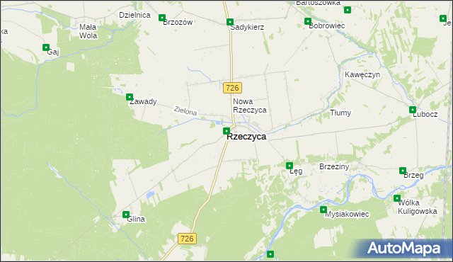 mapa Rzeczyca powiat tomaszowski, Rzeczyca powiat tomaszowski na mapie Targeo