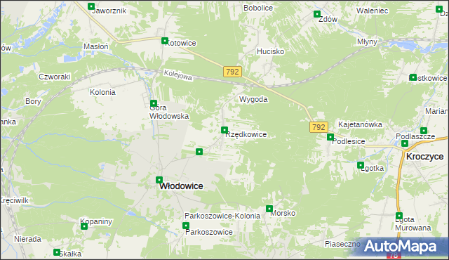 mapa Rzędkowice, Rzędkowice na mapie Targeo