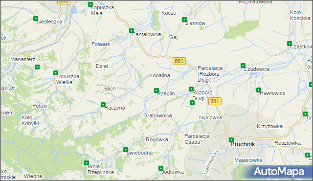 mapa Rzeplin gmina Pruchnik, Rzeplin gmina Pruchnik na mapie Targeo