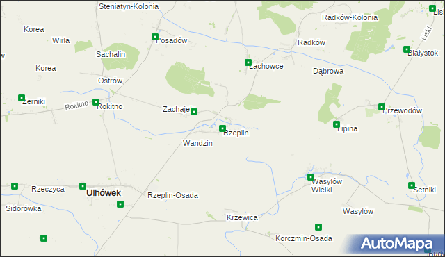 mapa Rzeplin gmina Ulhówek, Rzeplin gmina Ulhówek na mapie Targeo