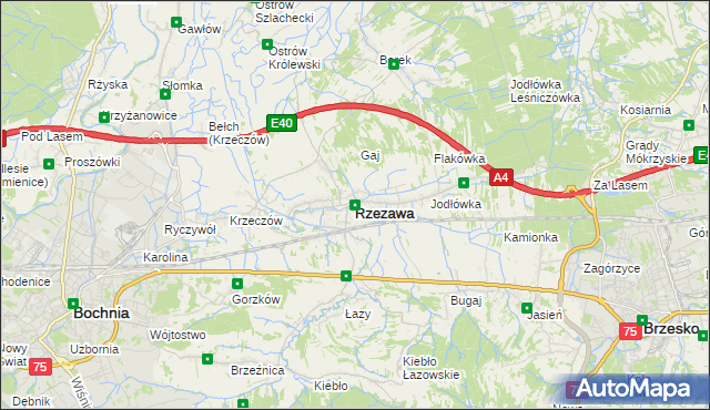 mapa Rzezawa, Rzezawa na mapie Targeo