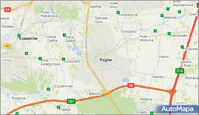 mapa Rzgów powiat łódzki wschodni, Rzgów powiat łódzki wschodni na mapie Targeo