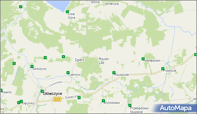 mapa Rzuski Las, Rzuski Las na mapie Targeo