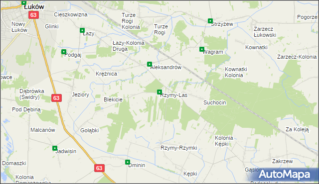 mapa Rzymy-Las, Rzymy-Las na mapie Targeo