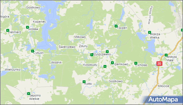 mapa Rzyszczewko gmina Biały Bór, Rzyszczewko gmina Biały Bór na mapie Targeo