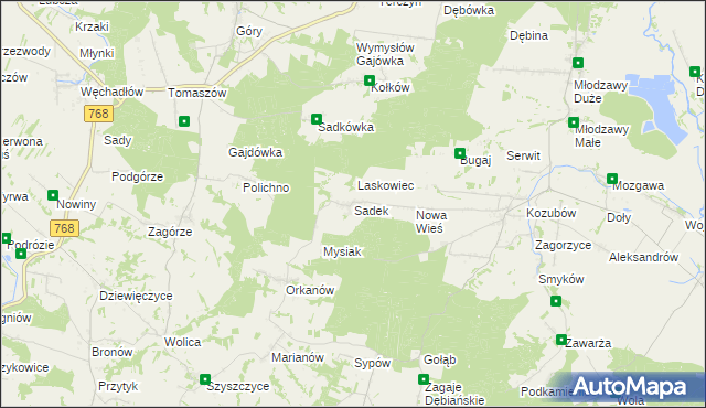 mapa Sadek gmina Pińczów, Sadek gmina Pińczów na mapie Targeo