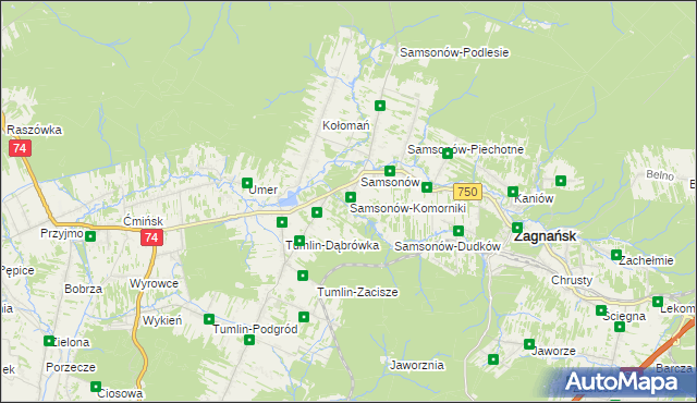 mapa Samsonów-Komorniki, Samsonów-Komorniki na mapie Targeo