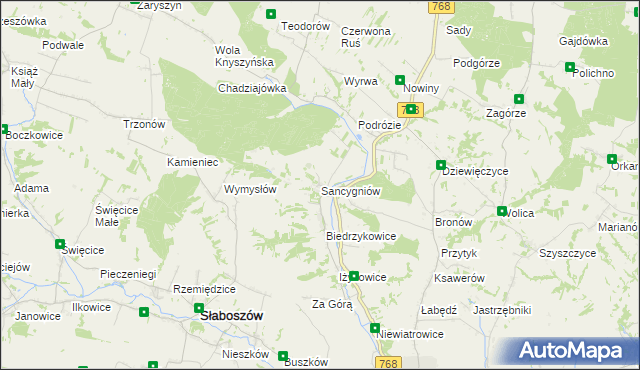 mapa Sancygniów, Sancygniów na mapie Targeo