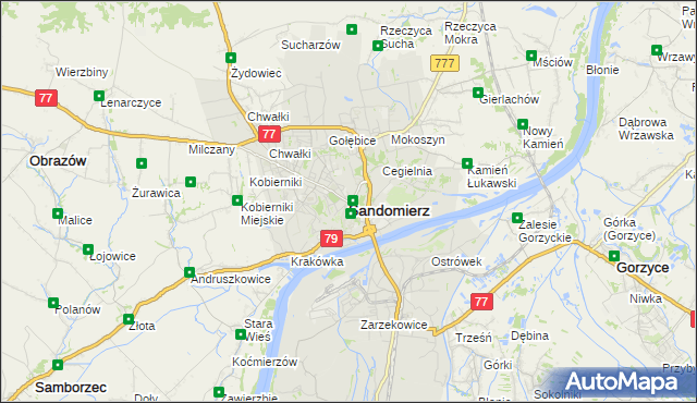 mapa Sandomierza, Sandomierz na mapie Targeo