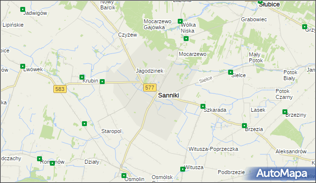 mapa Sanniki powiat gostyniński, Sanniki powiat gostyniński na mapie Targeo