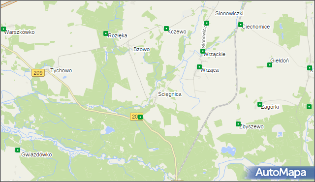 mapa Ścięgnica, Ścięgnica na mapie Targeo