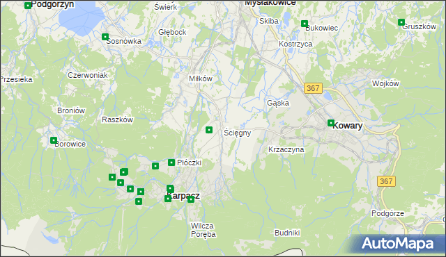 mapa Ściegny, Ściegny na mapie Targeo