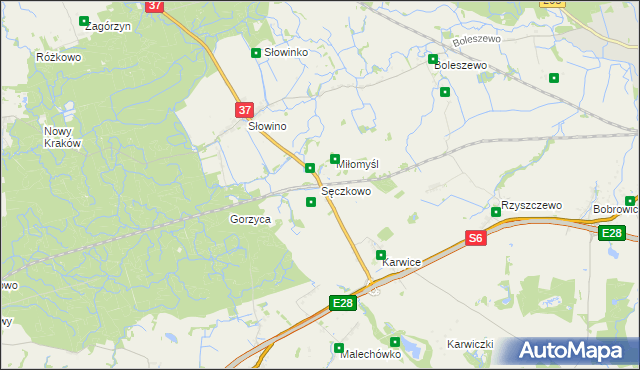 mapa Sęczkowo gmina Malechowo, Sęczkowo gmina Malechowo na mapie Targeo