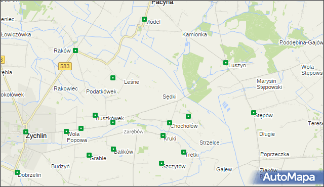 mapa Sędki gmina Żychlin, Sędki gmina Żychlin na mapie Targeo