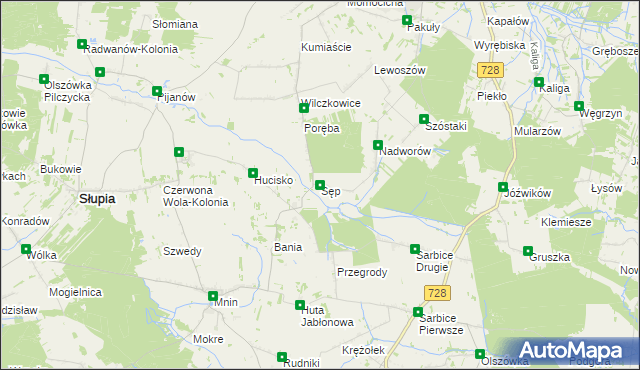 mapa Sęp, Sęp na mapie Targeo