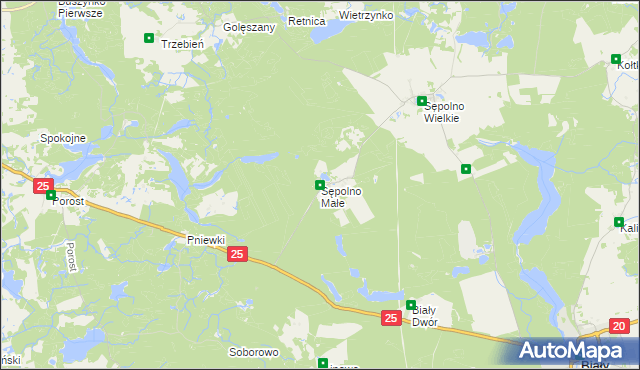 mapa Sępolno Małe, Sępolno Małe na mapie Targeo