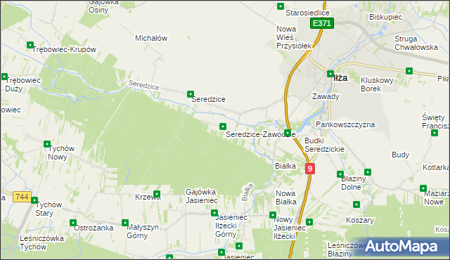 mapa Seredzice-Zawodzie, Seredzice-Zawodzie na mapie Targeo