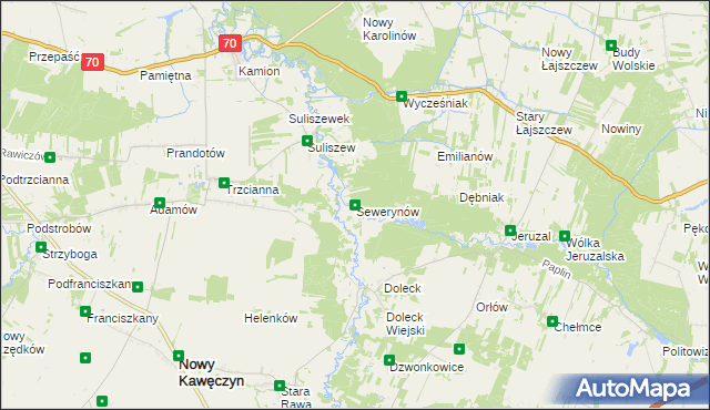 mapa Sewerynów gmina Nowy Kawęczyn, Sewerynów gmina Nowy Kawęczyn na mapie Targeo