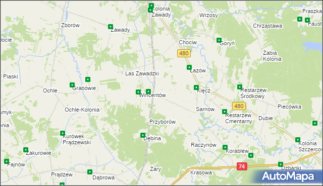 mapa Sewerynów gmina Widawa, Sewerynów gmina Widawa na mapie Targeo