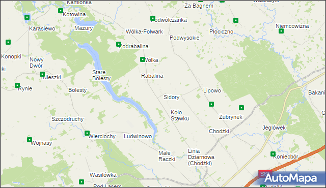 mapa Sidory gmina Raczki, Sidory gmina Raczki na mapie Targeo