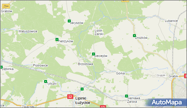 mapa Sieciejów, Sieciejów na mapie Targeo