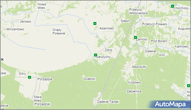 mapa Sieczychy, Sieczychy na mapie Targeo