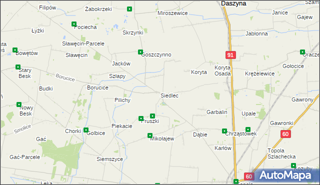 mapa Siedlec gmina Łęczyca, Siedlec gmina Łęczyca na mapie Targeo