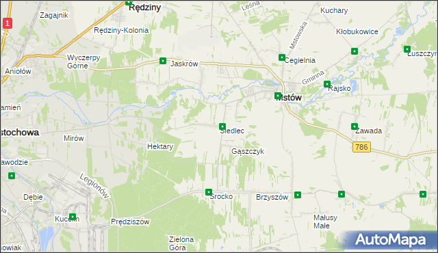 mapa Siedlec gmina Mstów, Siedlec gmina Mstów na mapie Targeo