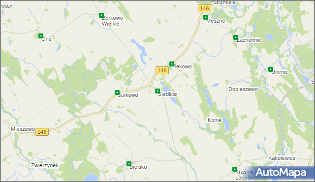 mapa Siedlice gmina Radowo Małe, Siedlice gmina Radowo Małe na mapie Targeo