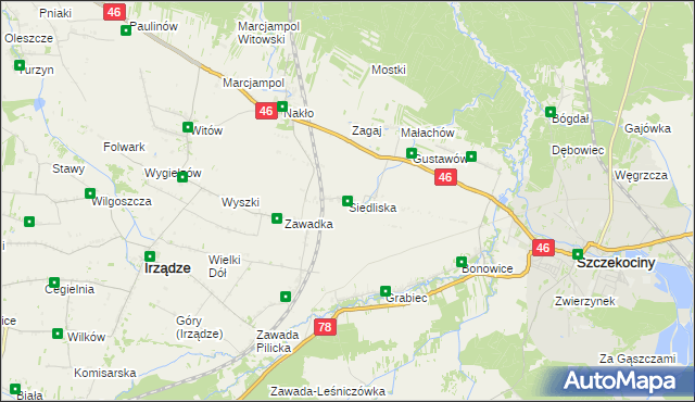 mapa Siedliska gmina Szczekociny, Siedliska gmina Szczekociny na mapie Targeo