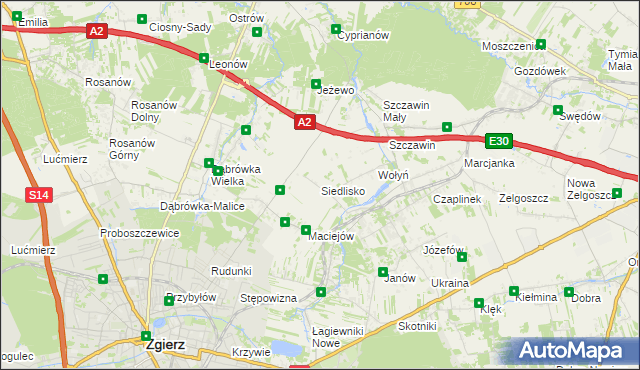 mapa Siedlisko gmina Zgierz, Siedlisko gmina Zgierz na mapie Targeo