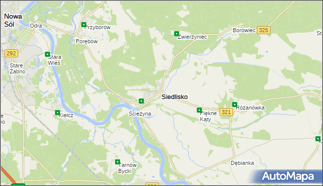 mapa Siedlisko powiat nowosolski, Siedlisko powiat nowosolski na mapie Targeo