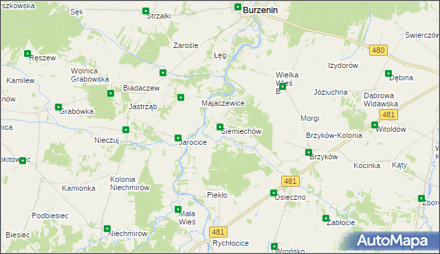 mapa Siemiechów gmina Widawa, Siemiechów gmina Widawa na mapie Targeo