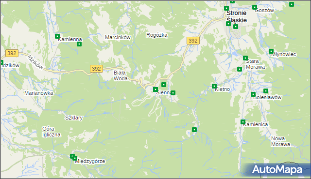 mapa Sienna gmina Stronie Śląskie, Sienna gmina Stronie Śląskie na mapie Targeo