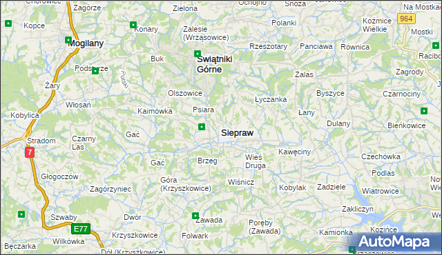 mapa Siepraw, Siepraw na mapie Targeo